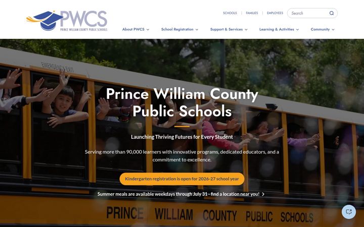 Screenshot of pwcs.edu
