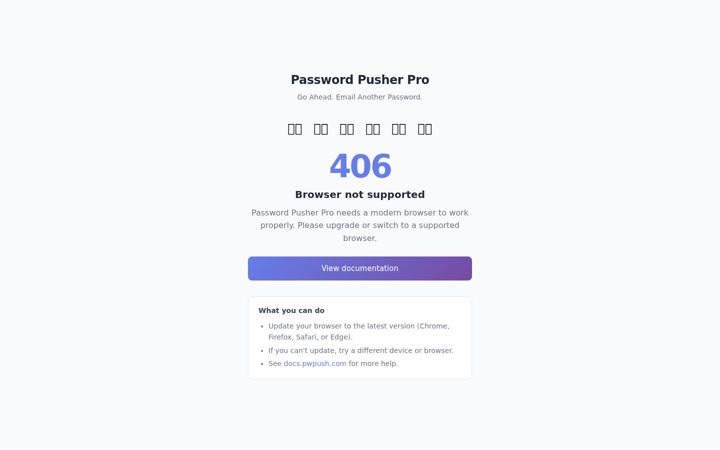 Screenshot of pwpush.com