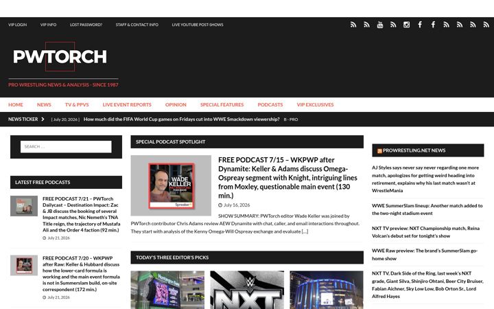 Screenshot of pwtorch.com