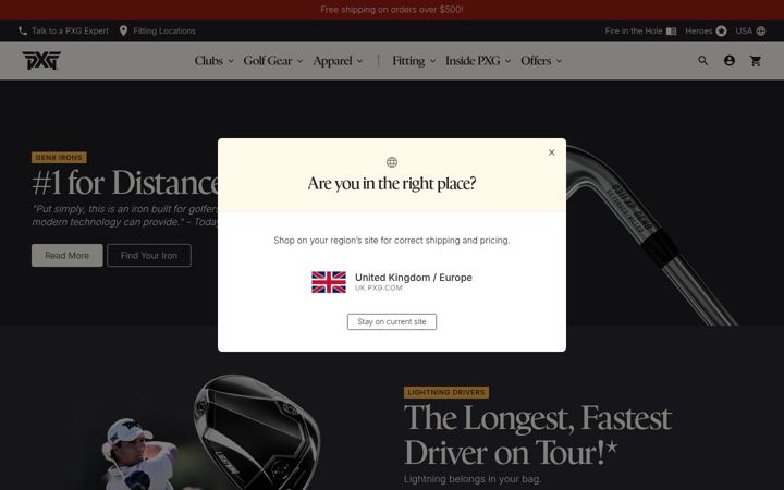 Screenshot of pxg.com