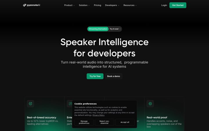 Screenshot of pyannote.ai