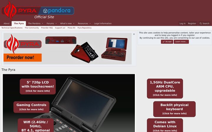 Screenshot of pyra-handheld.com