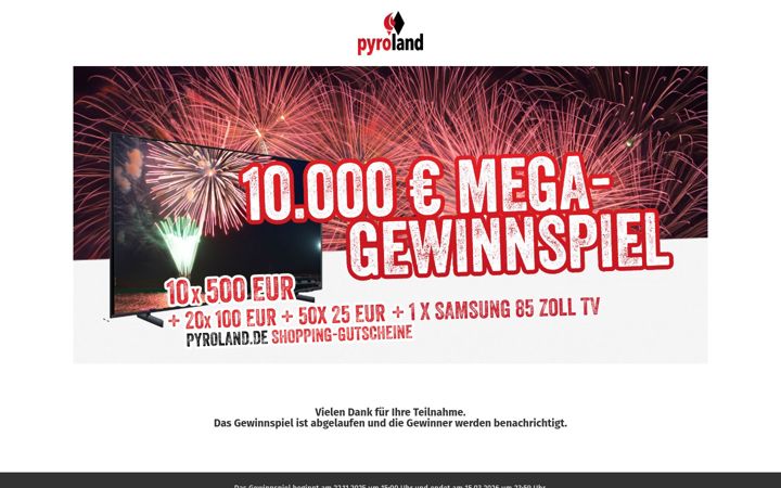 Skjermbilde av pyroland-gewinnspiel.de
