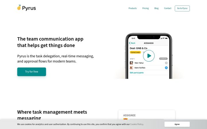 Captura de pantalla de pyrus.com