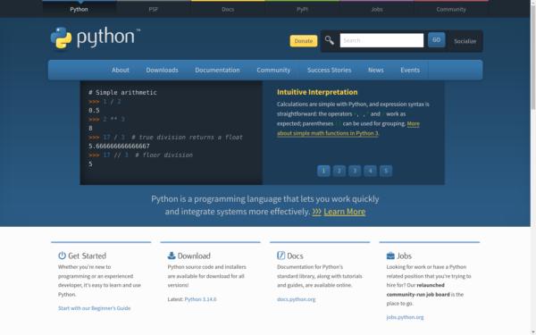 Screenshot of python.org
