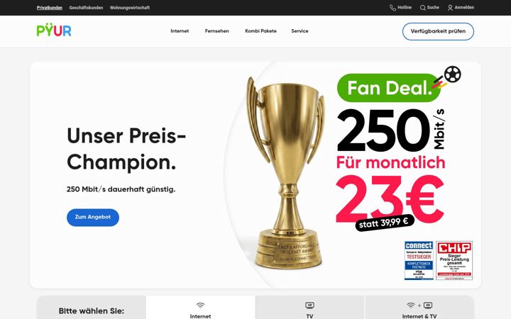 Screenshot of pyur.com