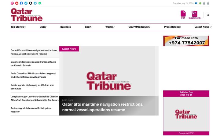 Screenshot of qatar-tribune.com