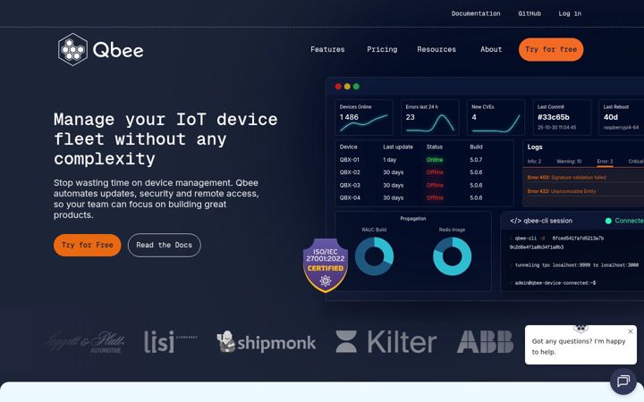 Screenshot of qbee.io