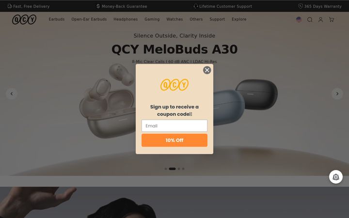 Screenshot of qcy.com