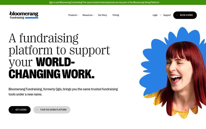 Screenshot van qgiv.com