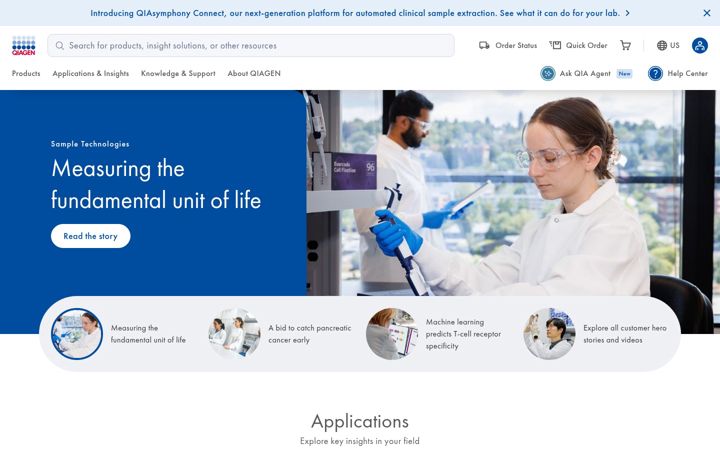 Captura de ecrã de qiagen.com