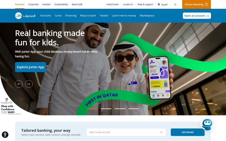 Screenshot stránky qib.com.qa