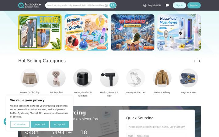 Screenshot of qksource.com
