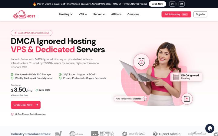 Екранна снимка на qloudhost.com