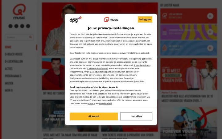 Screenshot of qmusic.be