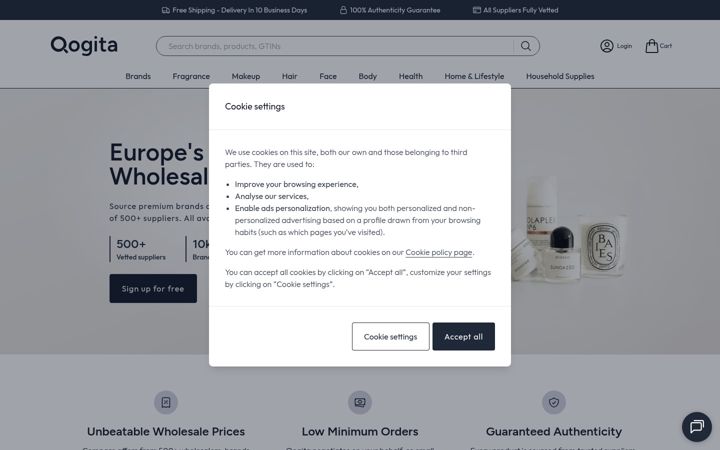 Screenshot of qogita.com