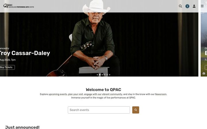 Screenshot of qpac.com.au