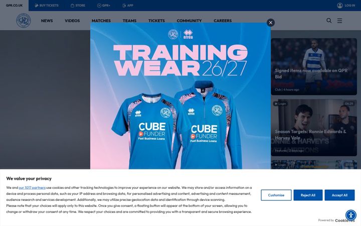 Screenshot of qpr.co.uk