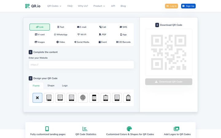 Screenshot of qr.io