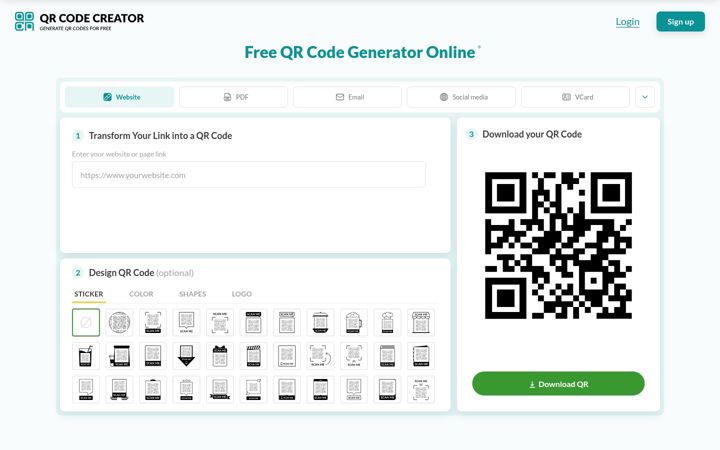 Screenshot of qrcodecreator.com