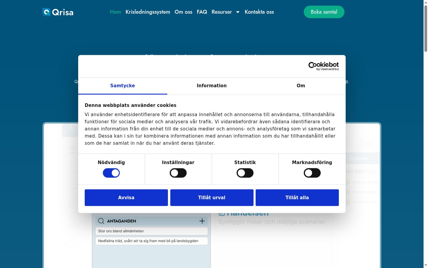 Screenshot des Einwilligungsbanners vor jeglicher Interaktion