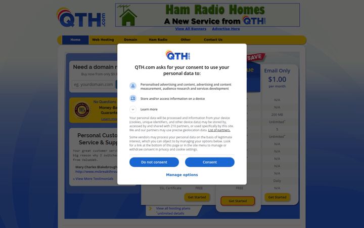Screenshot of qth.com