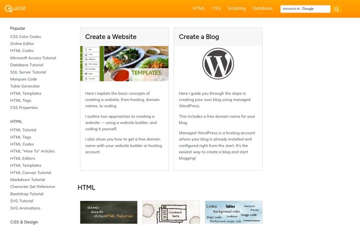 Screenshot of quackit.com