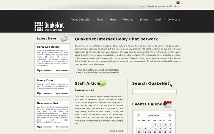 Screenshot of quakenet.org