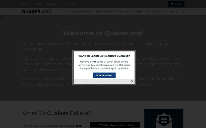 Screenshot of quaker.org