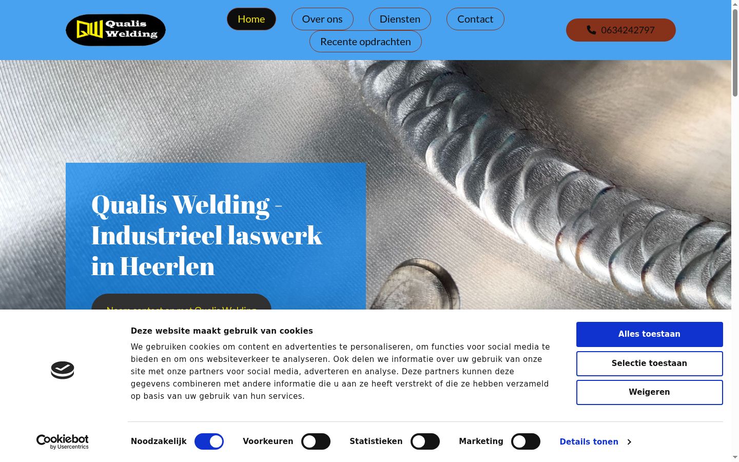 Screenshot van de toestemmingsbanner zoals getoond vóór enige interactie