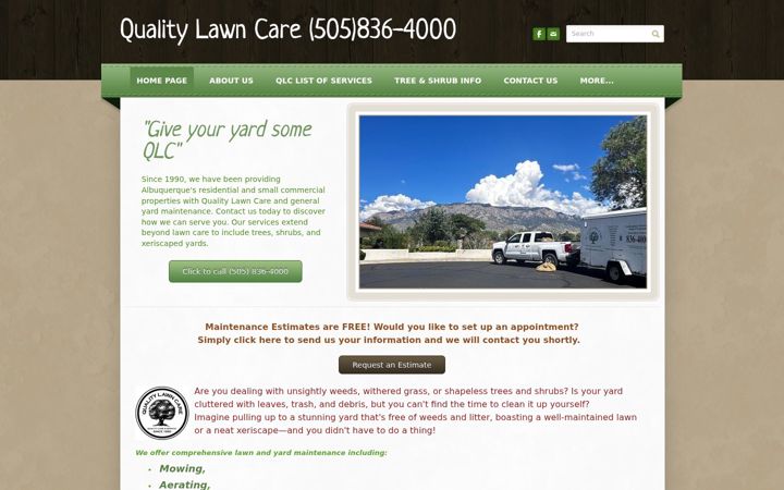 Screenshot of qualitylawncareabq.com