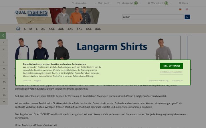 Screenshot of qualityshirts.de