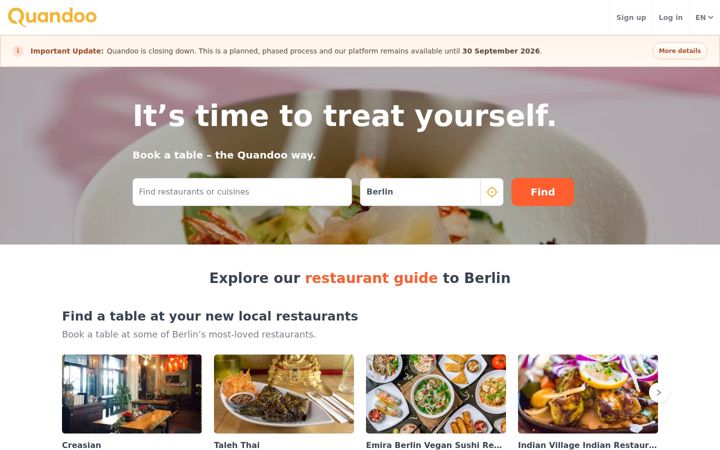 Screenshot of quandoo.de