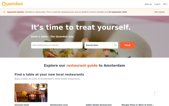 Screenshot of quandoo.nl