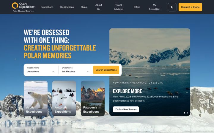 Screenshot of quarkexpeditions.com