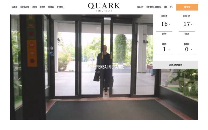 Snímek obrazovky quarkhotelmilano.com