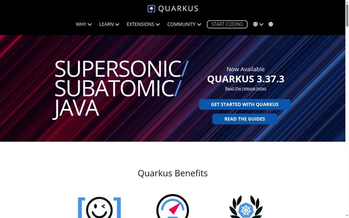 Screenshot of quarkus.io