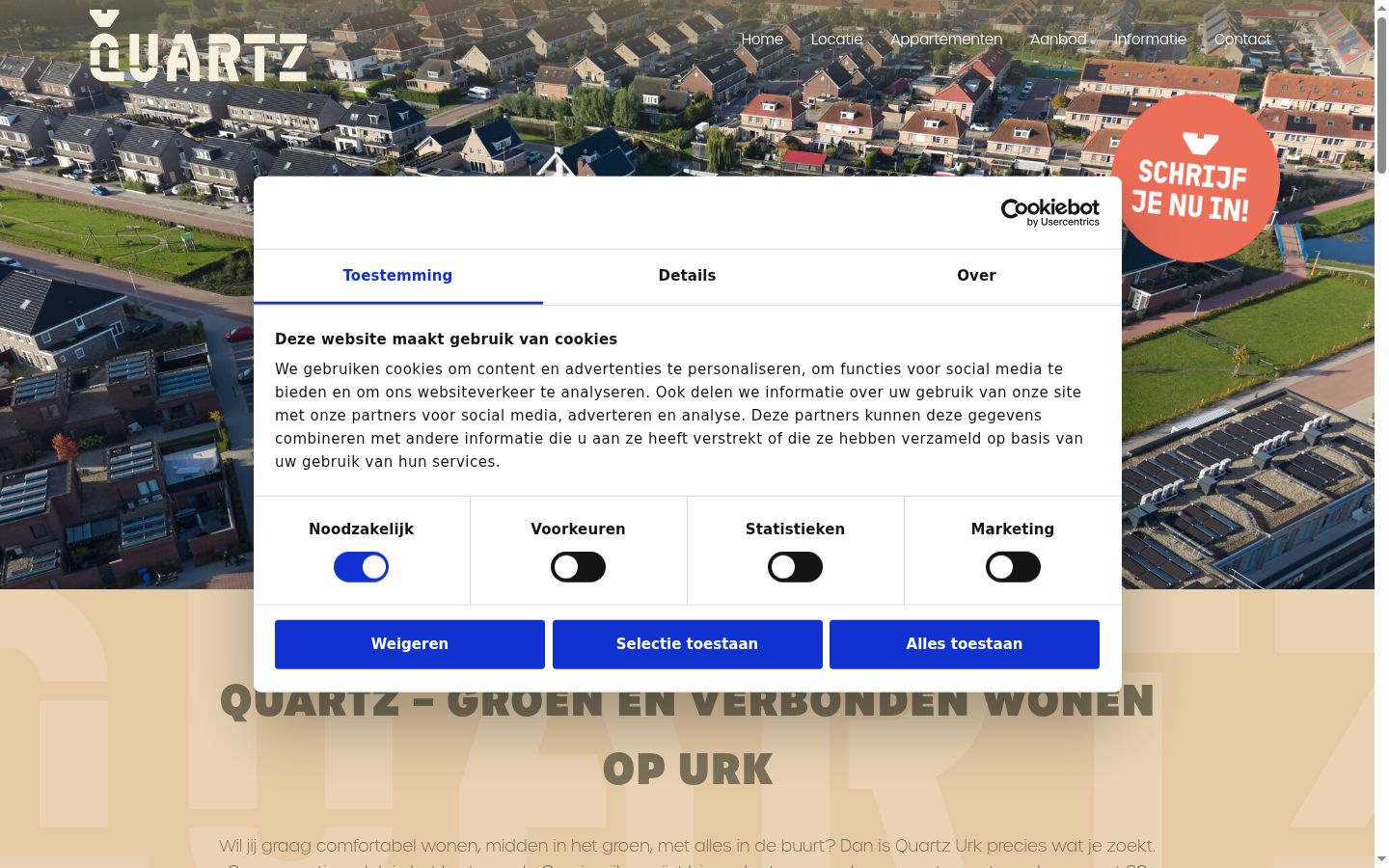 Képernyőkép a bármilyen interakció előtt megjelenő hozzájárulási bannerről
