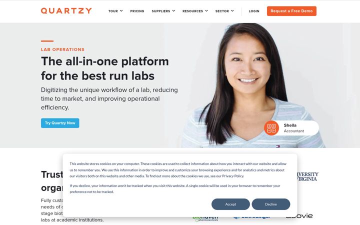 Screenshot of quartzy.com