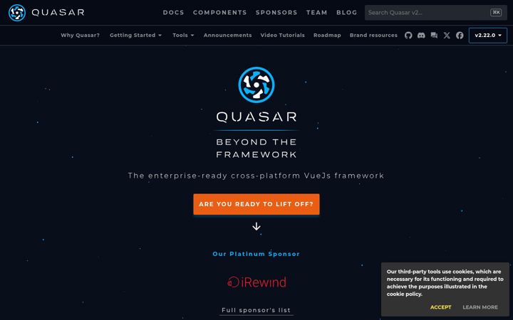 Screenshot of quasar.dev