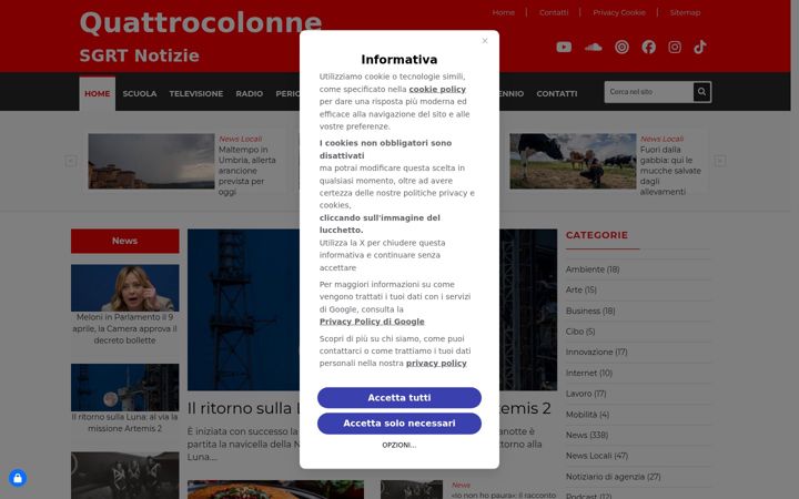 Skjermbilde av quattrocolonne-news.it