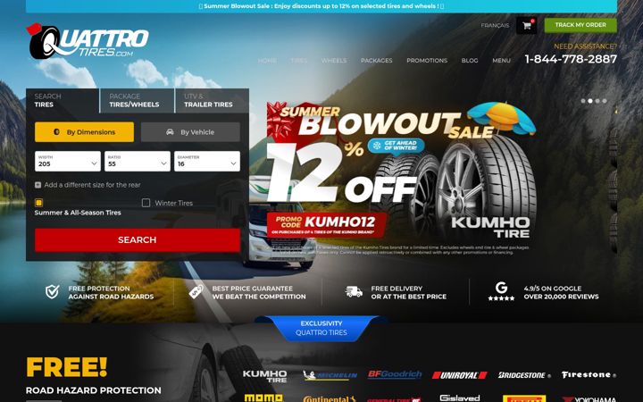 Screenshot of quattrotires.com