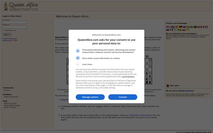 Screenshot of queenalice.com