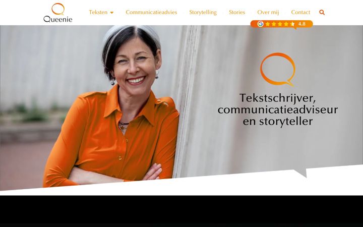 Captură de ecran a queeniecommunicatie.nl