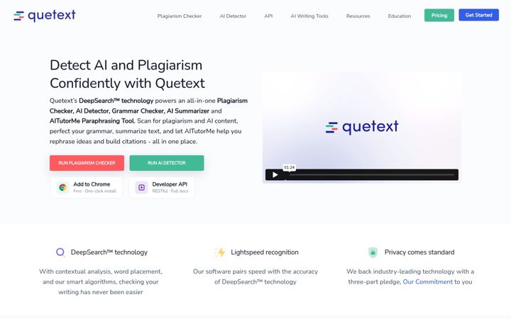Screenshot of quetext.com