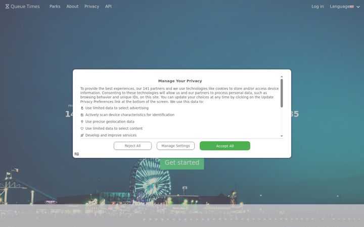 Screenshot von queue-times.com