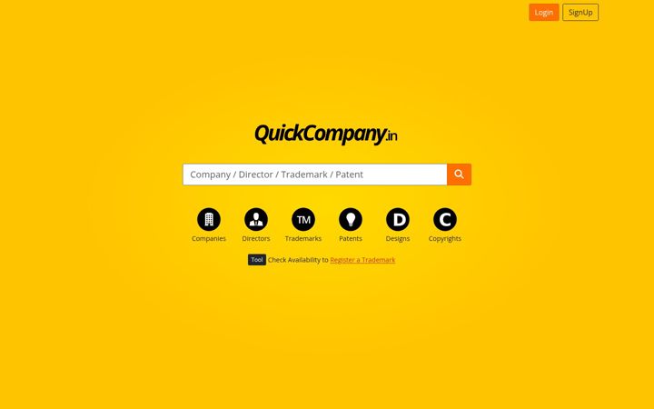 Screenshot stránky quickcompany.in