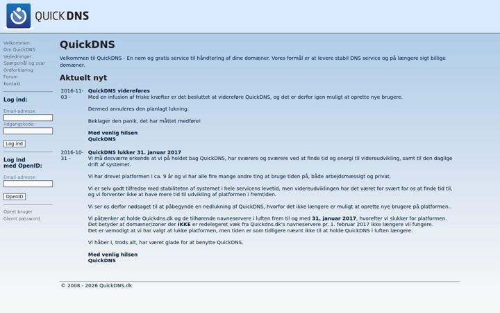 Captură de ecran a quickdns.dk