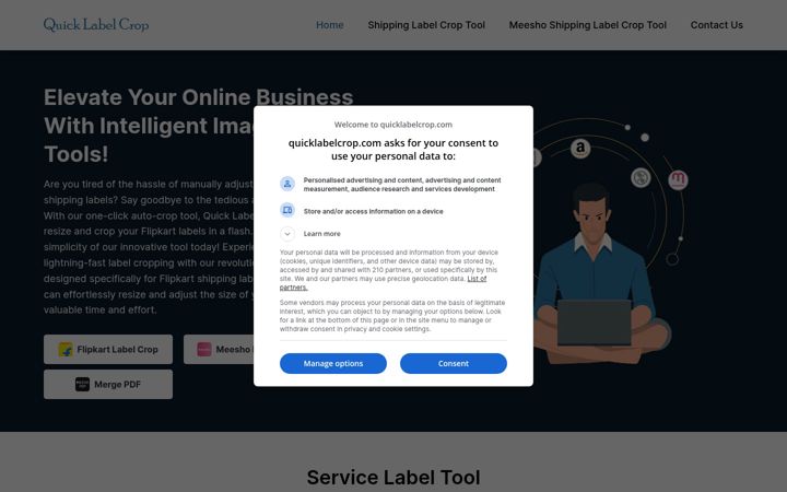 Screenshot of quicklabelcrop.com