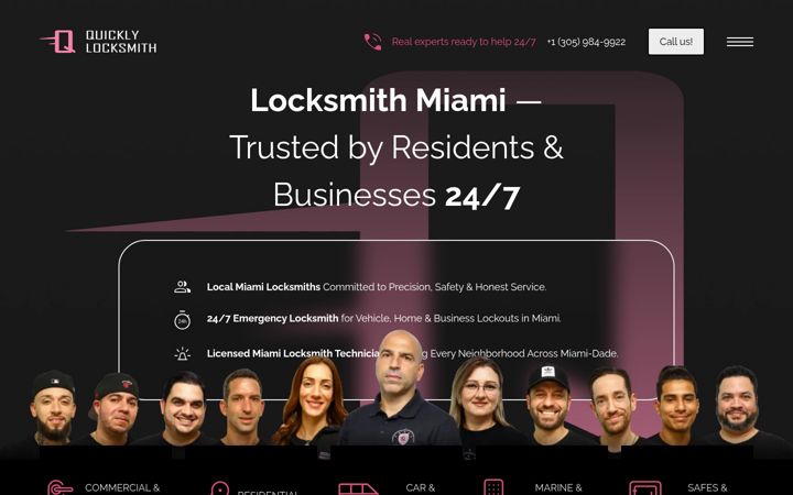 Screenshot of quicklymiamilocksmith.com